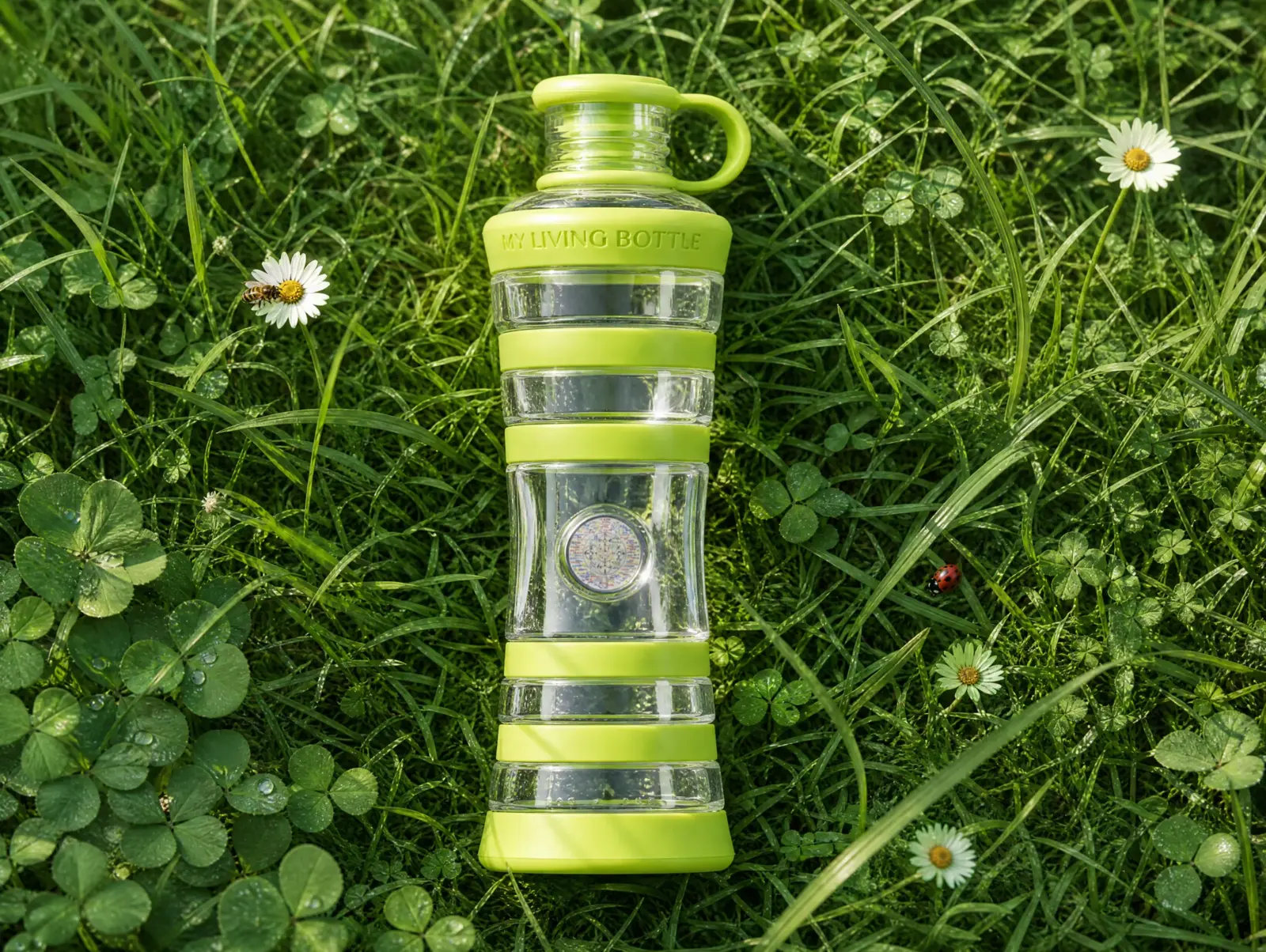 VIREA bottle lying in grass